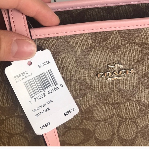 💕🌸coach tote🌸shoulder bag/khaki/blush - Picture 4 of 8